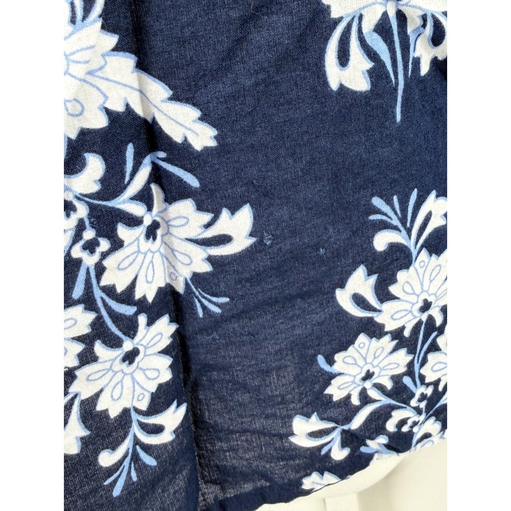 J Crew Top Women XXL Navy Floral Boho Peasant Prairie Cottage 100% Cotton Preppy - Picture 3 of 12